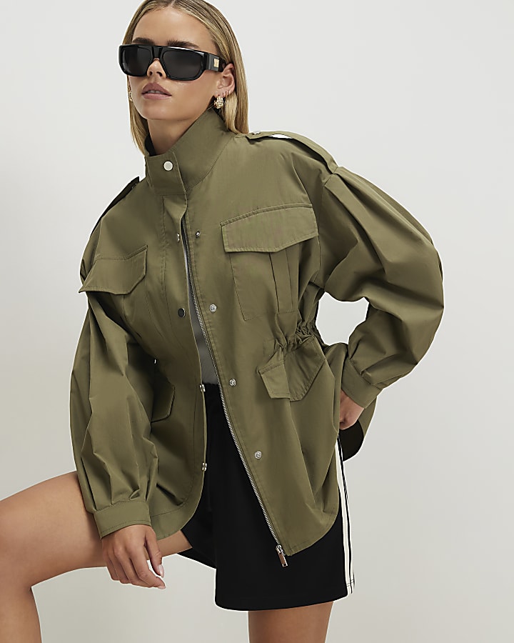 Petite Khaki Femme Utility Jacket