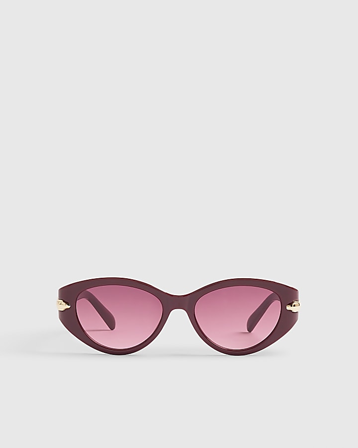 Red Cateye Slim Sunglasses
