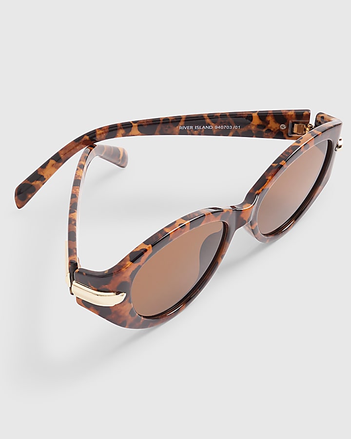 Brown Leopard Cat Eye Slim Sunglasses