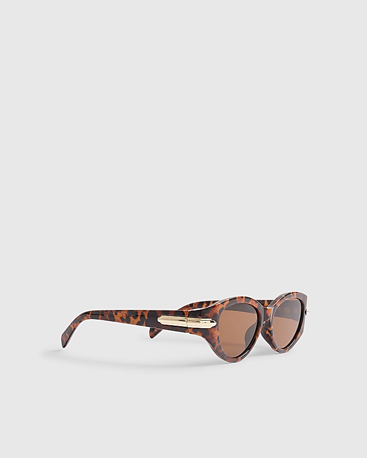 Brown Leopard Cat Eye Slim Sunglasses