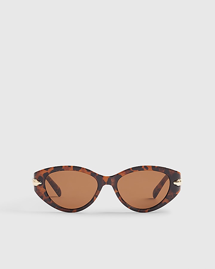 Brown Leopard Cat Eye Slim Sunglasses