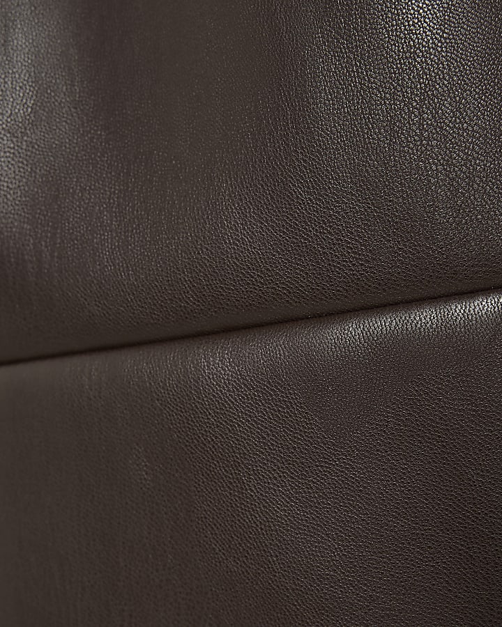 Petite Brown Faux Leather Barrel Leg Trousers