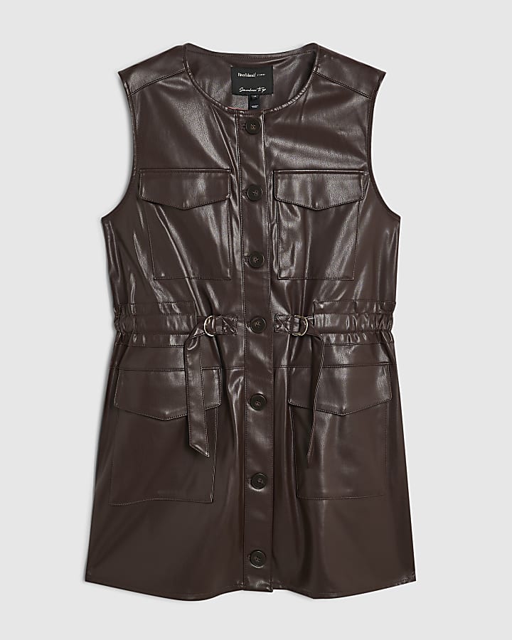 Petite Purple Faux Leather Mini Dress