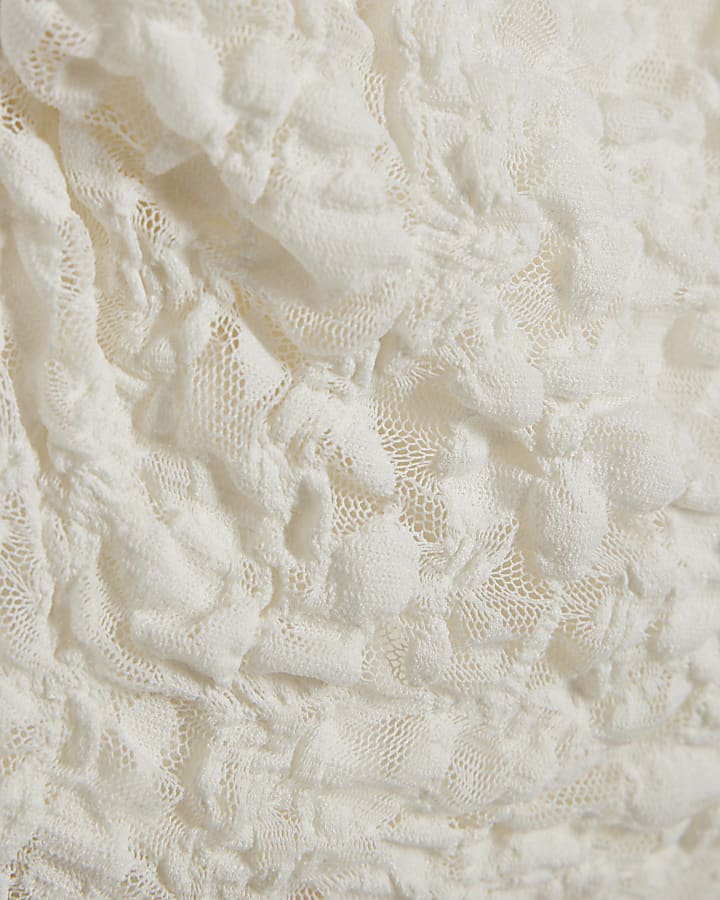 White Lace Halter Cowl Neck Top