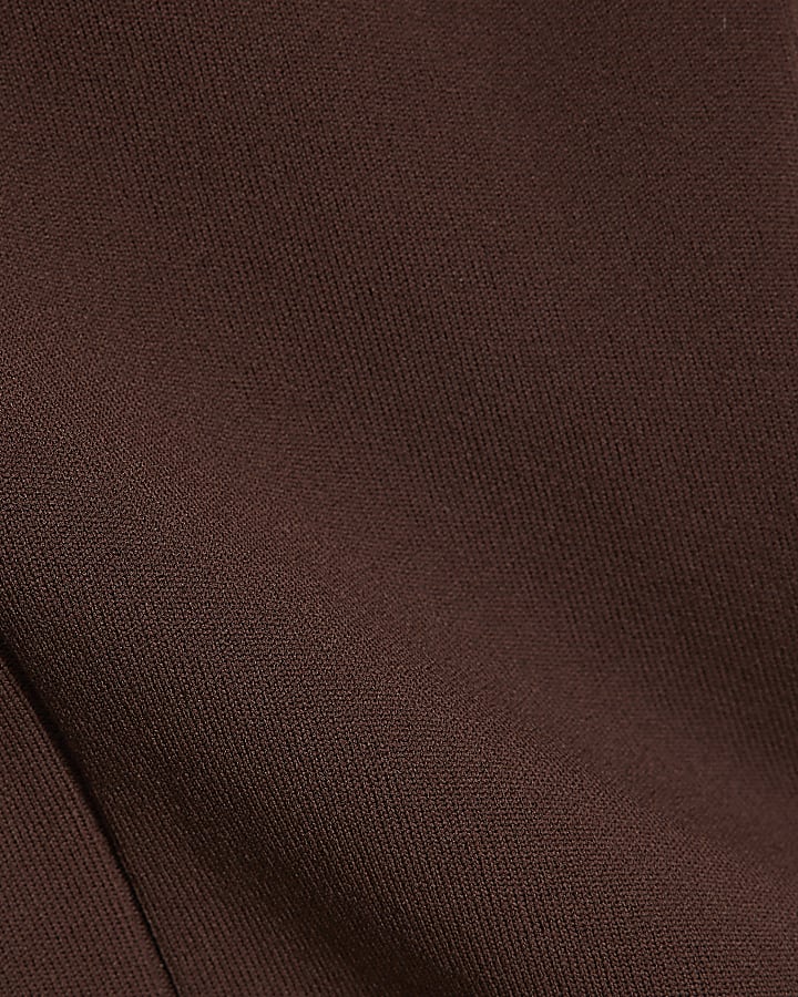 Brown Fitted Knit Sleeveless Top