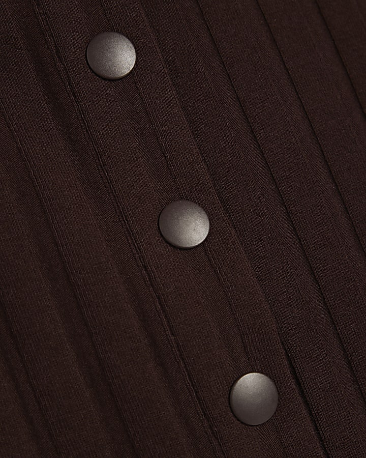 Brown Sleeveless Popper Tank Top 2 Pack