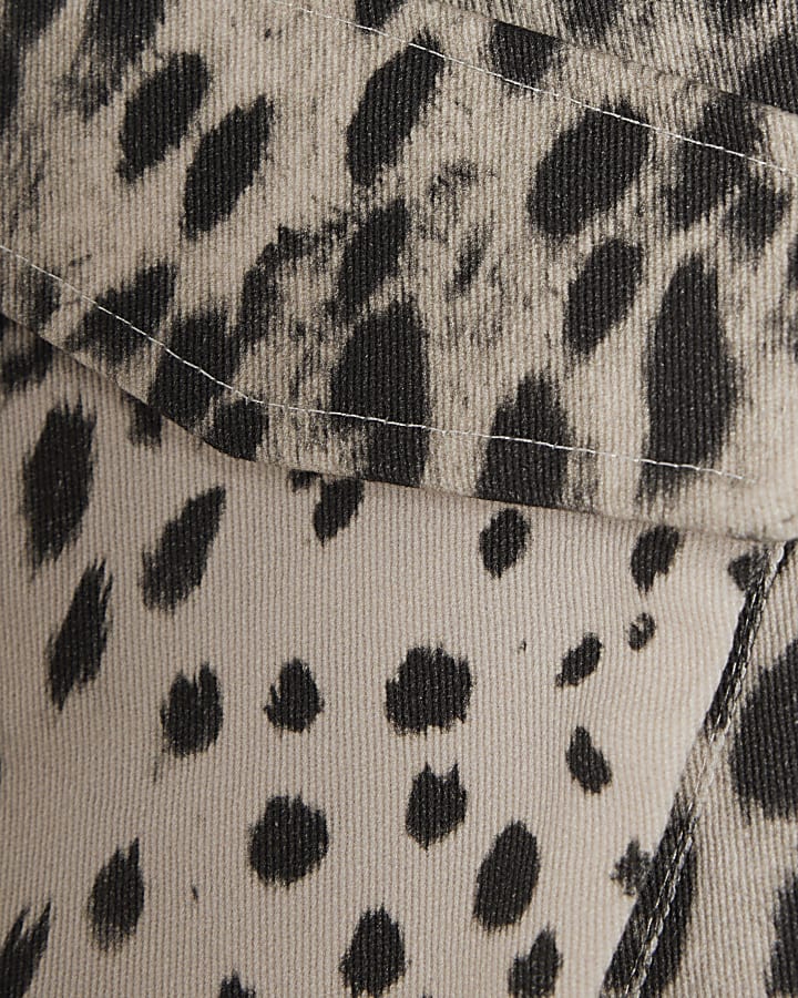 Grey Animal Print Utility Skort
