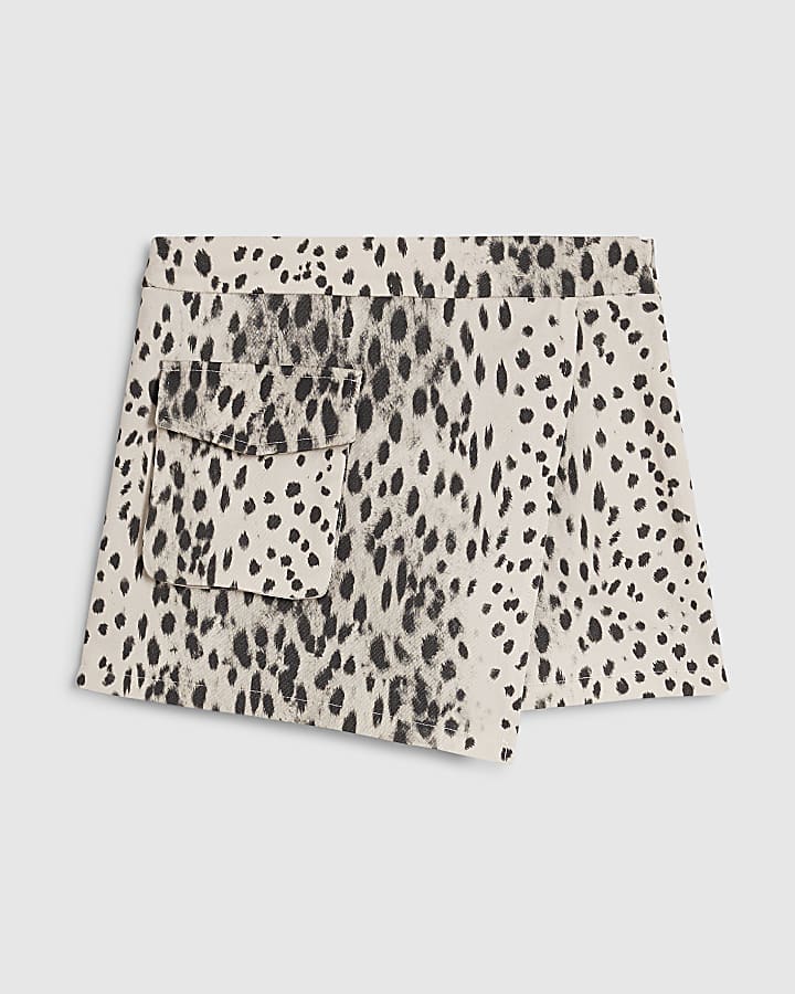 Grey Animal Print Utility Skort