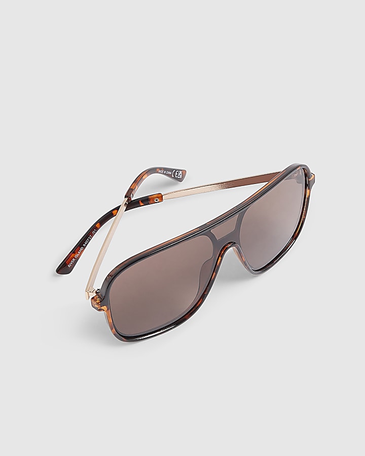 Tortoise Metal Arm Visor Sunglasses