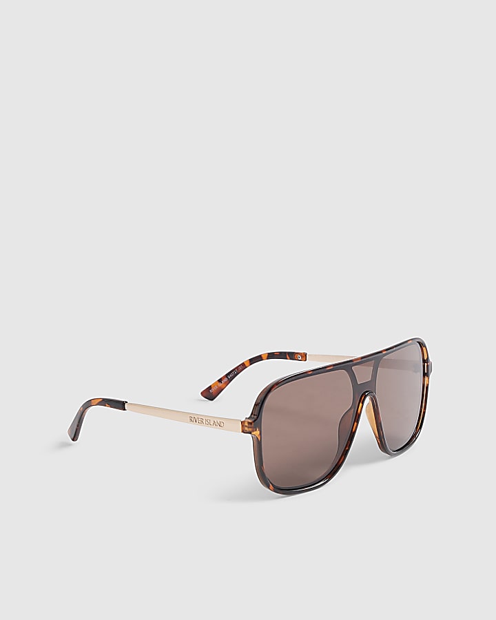 Tortoise Metal Arm Visor Sunglasses