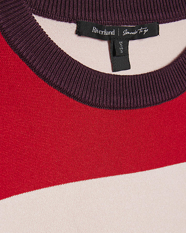 Pink Colour Blocked Knit Top