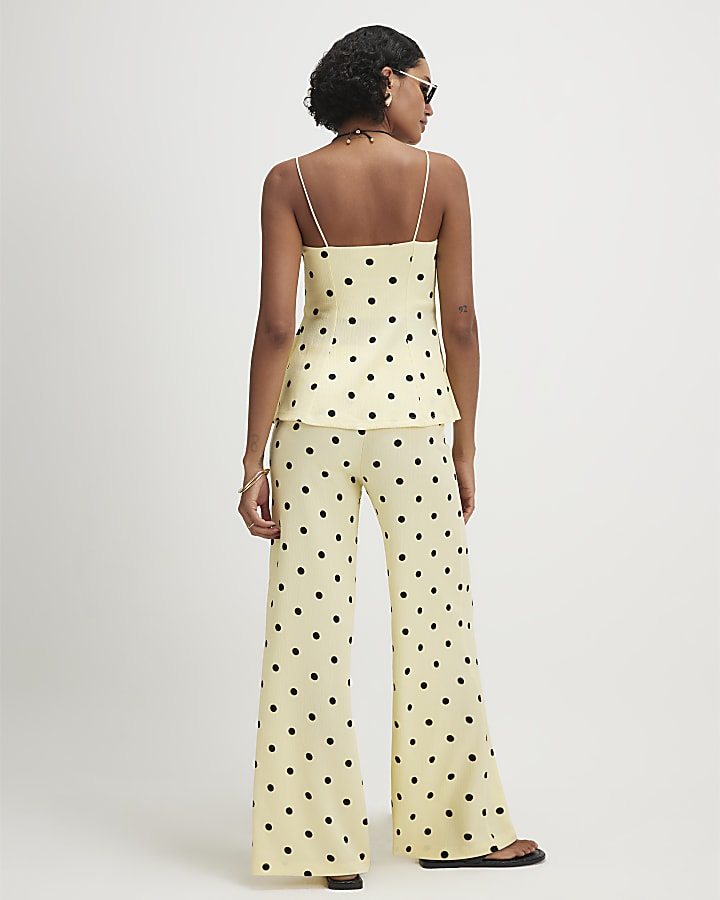 Yellow Polka Dot Wide Leg Joggers