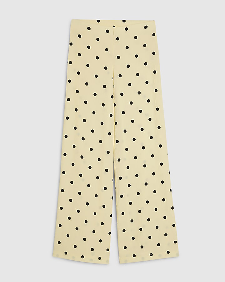 Yellow Polka Dot Wide Leg Joggers