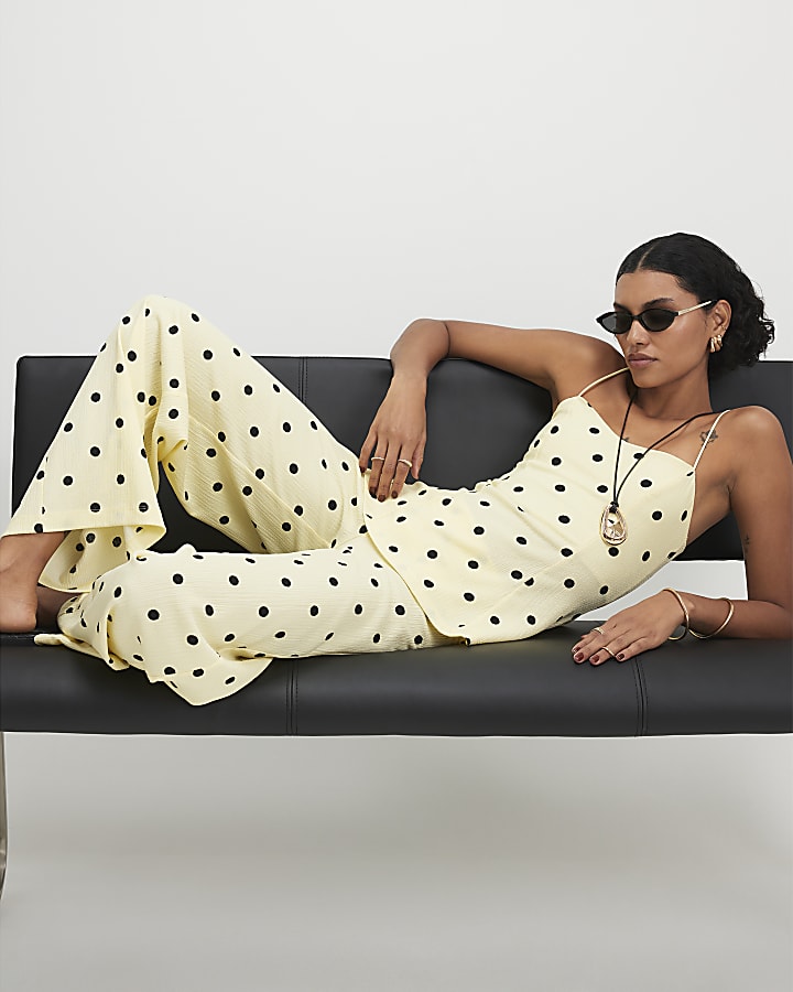 Yellow Polka Dot Wide Leg Joggers