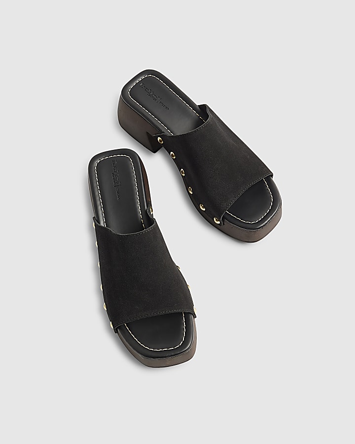 Black Suede Clogs