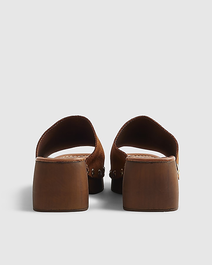Brown Suede Clogs