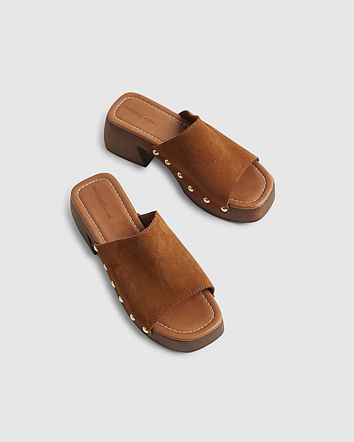 Brown Suede Clogs
