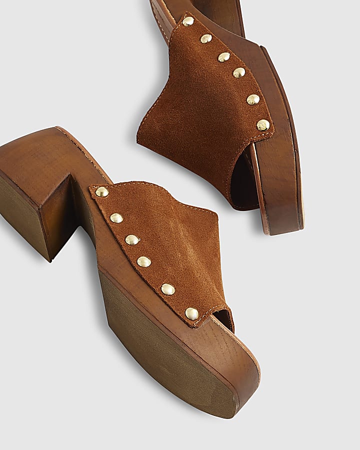 Brown Suede Clogs
