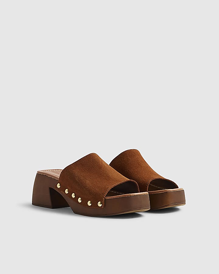 Brown Suede Clogs