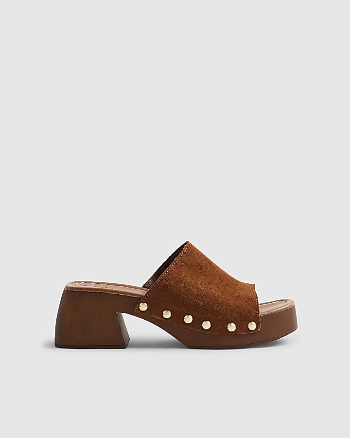 Brown Suede Clogs