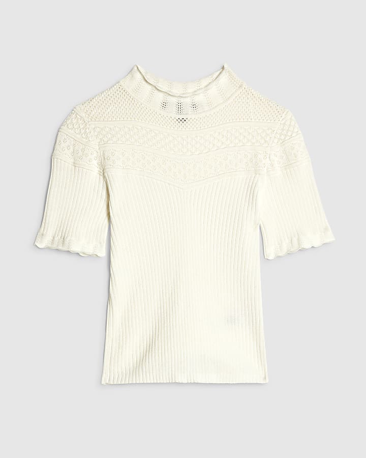 Cream Stitch Knit Top