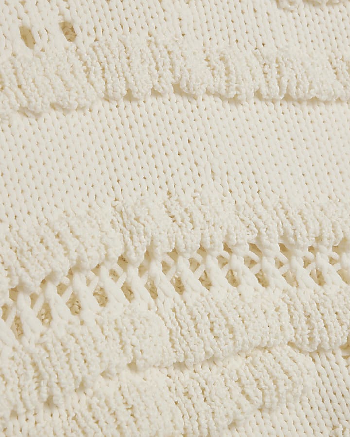 White Knit Stitch Tank Top