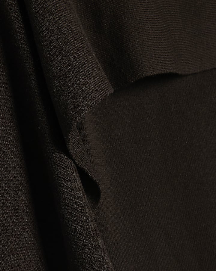 Brown Knit Cape 2 In 1 Top