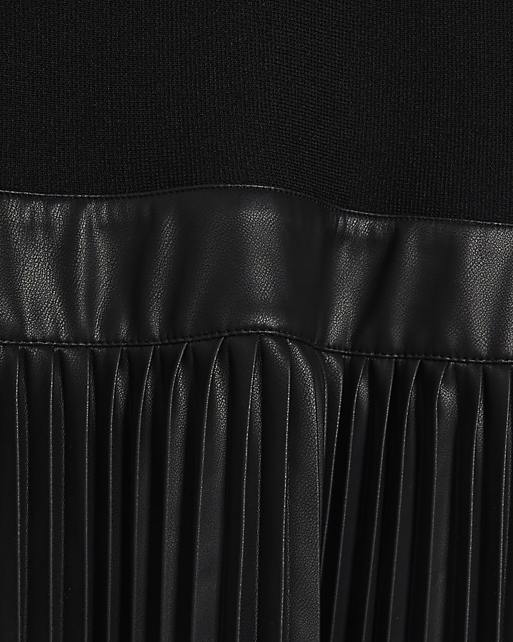 Black Pleat Hem Midi Dress