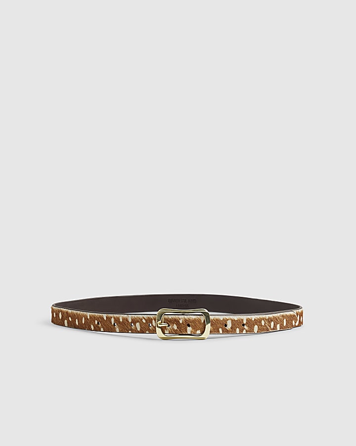 Brown Deer Faux Hair Leather Belt