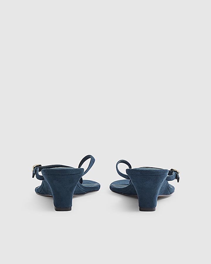 Blue Toe Thong Wedge Heels