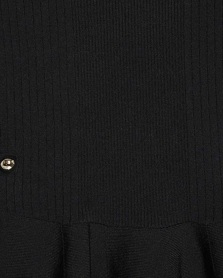 Black Knit Peplum Top