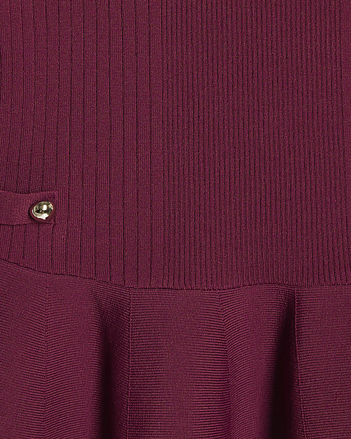 Red Knit Peplum Top