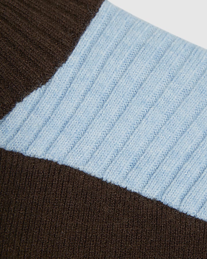 Brown Knitted Short Sleeve Top