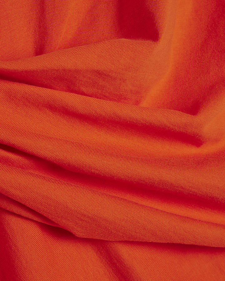 Orange Cotton Twist Tuck Side Mini Dress