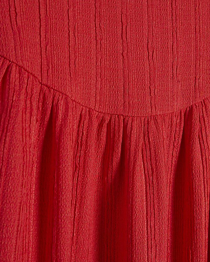 Red Textured Midi Dress