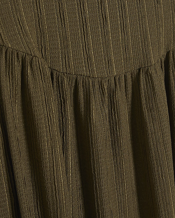 Khaki Textured Midi Dress