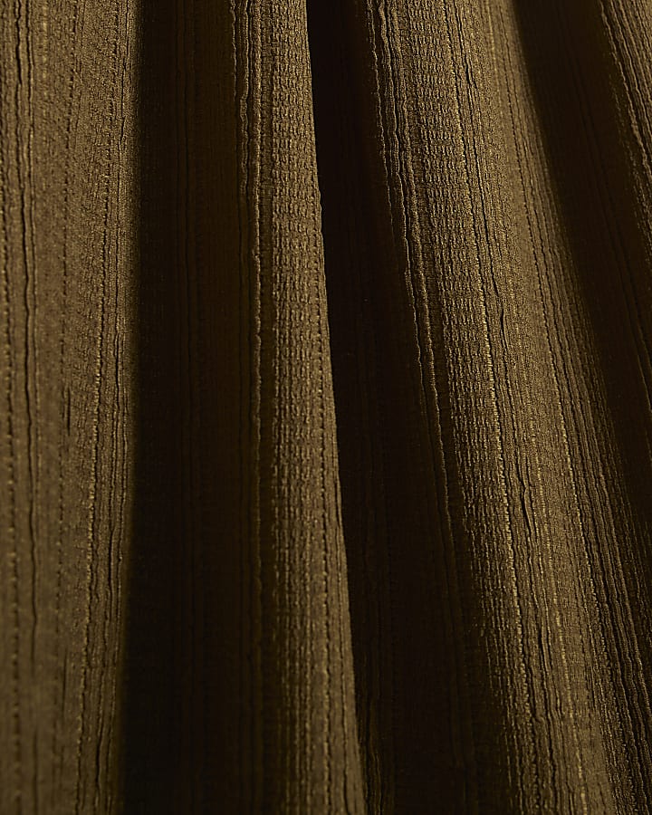 Petite Khaki Textured Midi Dress