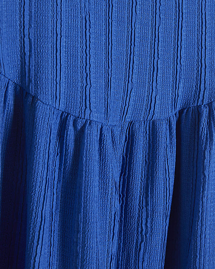 Blue Textured Midi Dress