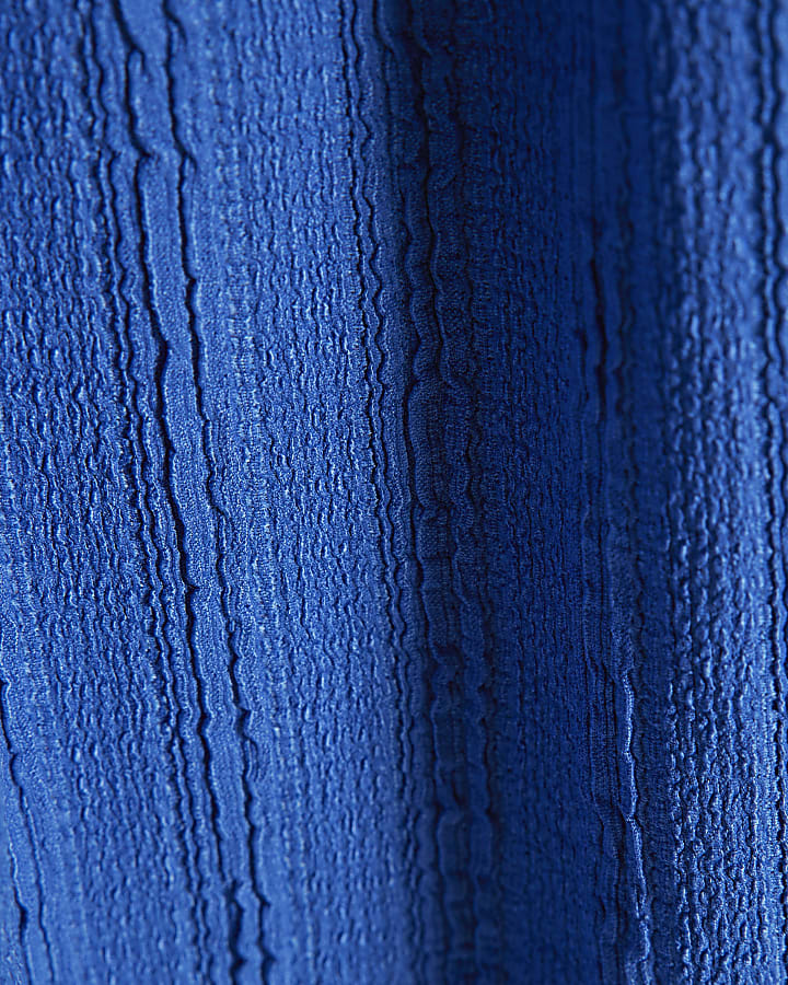 Petite Blue Textured Midi Dress