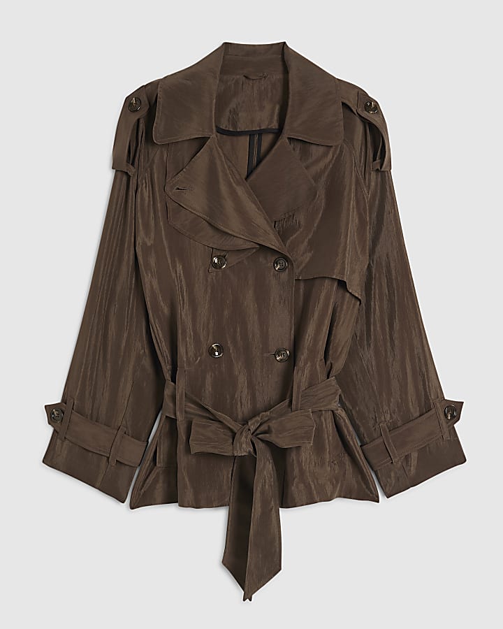 Brown RI Studio Short Drapey Trench Coat
