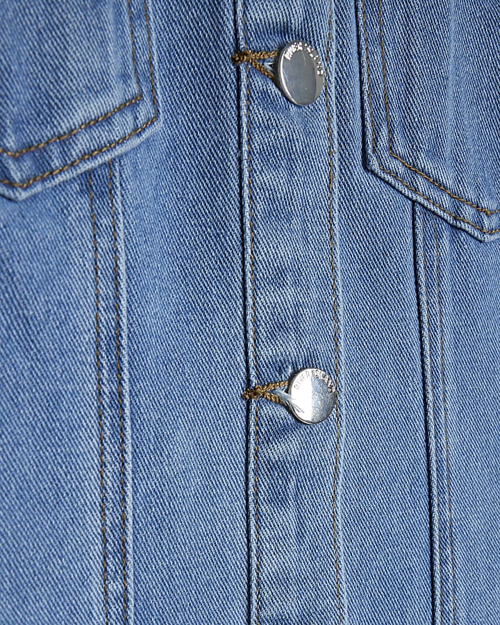 Blue Pleat Front Denim Dress