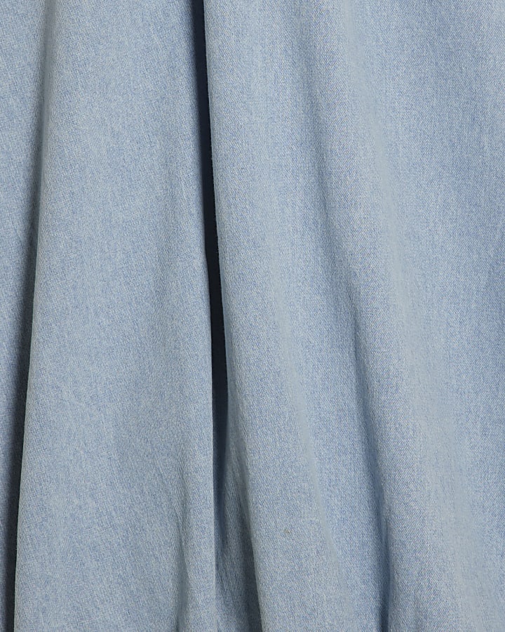 Blue Denim Bubble Hem Mini Dress