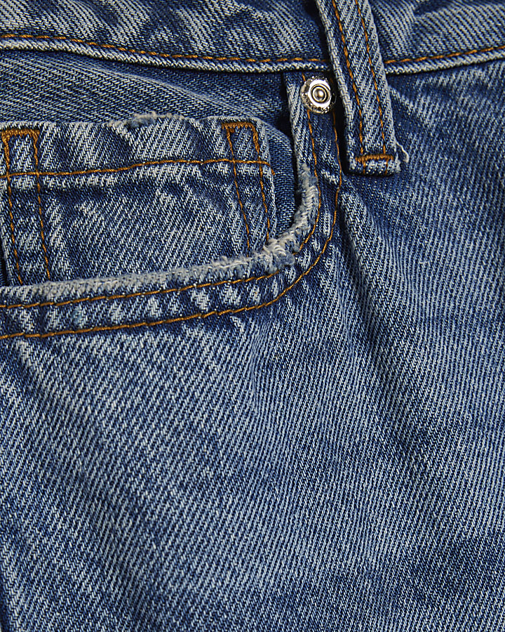 Blue Relaxed Straight Leg Jeans