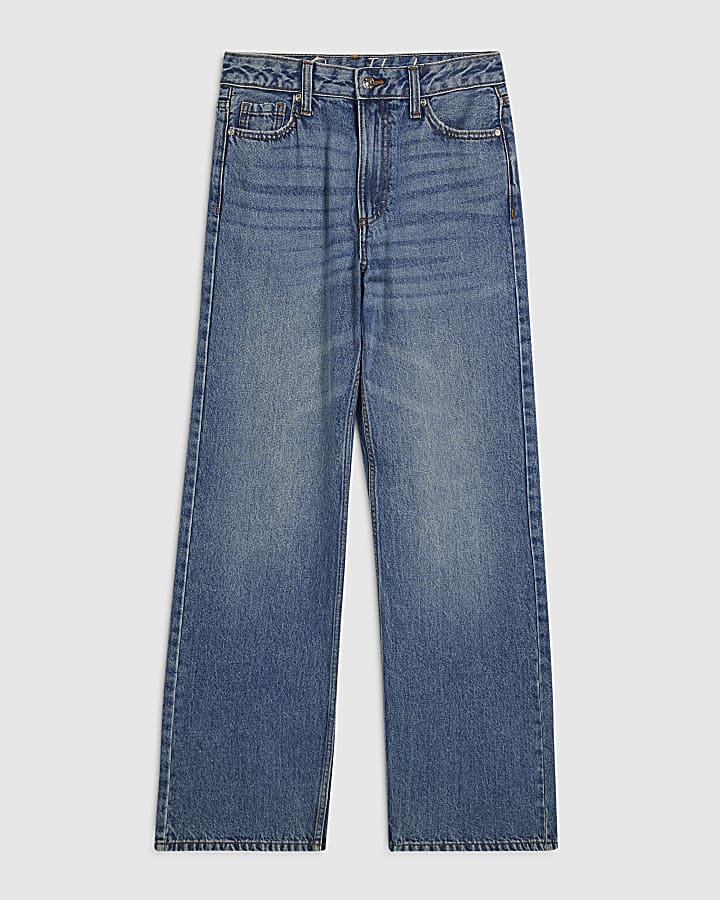 Blue Relaxed Straight Leg Jeans