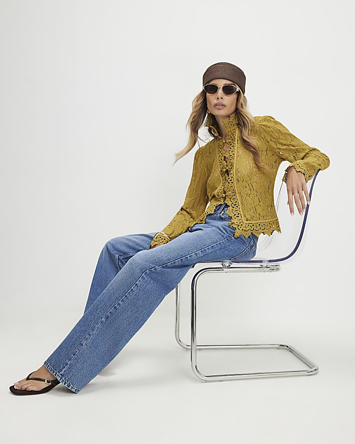 Blue Relaxed Straight Leg Jeans
