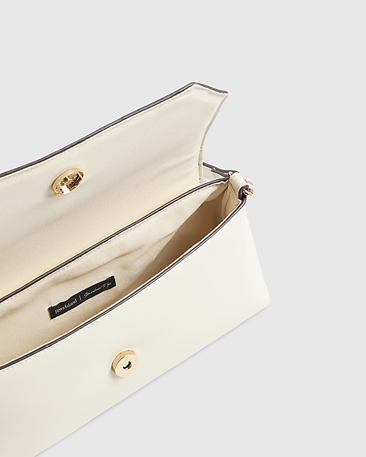 Cream Buckle Detail Shoulder Bag