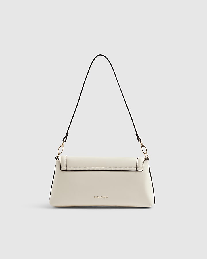Cream Buckle Detail Shoulder Bag