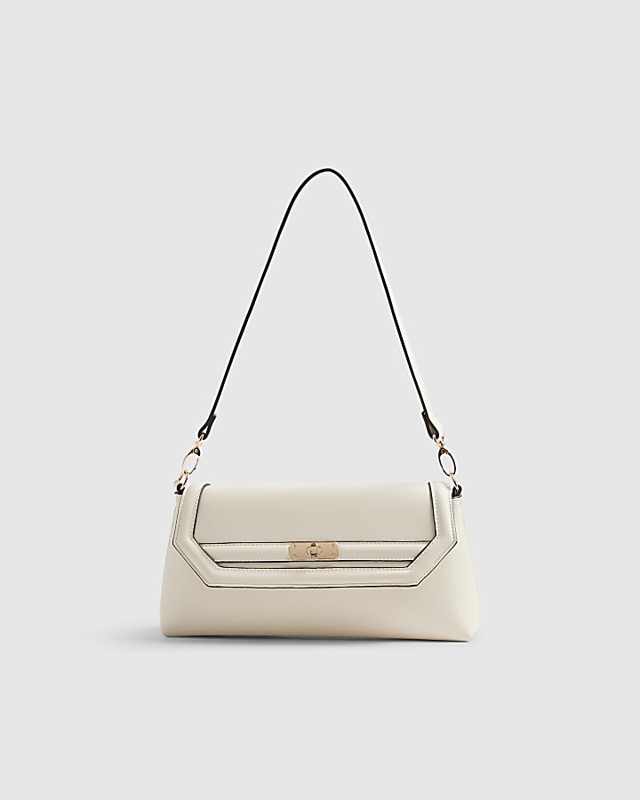 Cream Buckle Detail Shoulder Bag