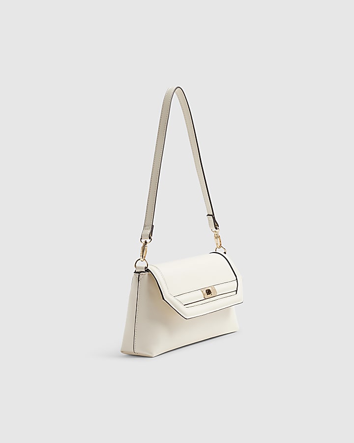 Cream Buckle Detail Shoulder Bag