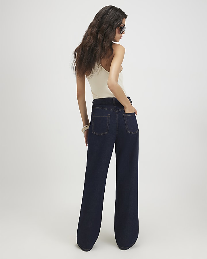 Blue Relaxed Straight Leg Jeans